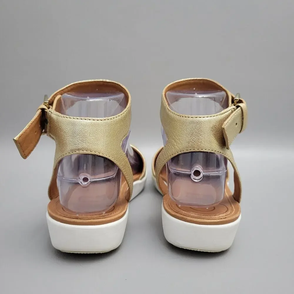 Fitflop Fit Flop Cova Womens Size 6 Ankle Strap Closed Toe Sandal Metallic Gold